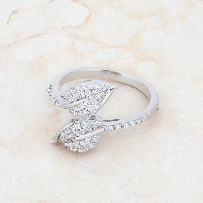 Liana 0.1ct CZ Rhodium Leaf Wrap Ring - Charming Charlie