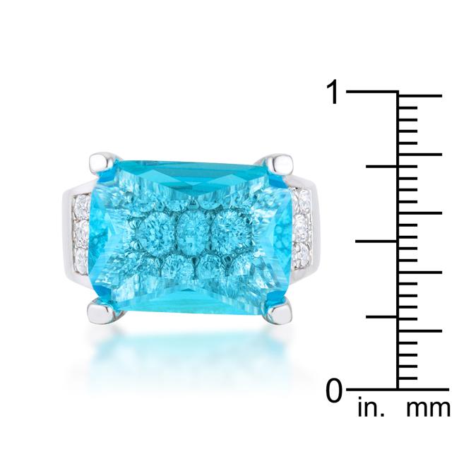 Mina 15.4ct Aqua CZ Rhodium Cocktail Ring - Charming Charlie