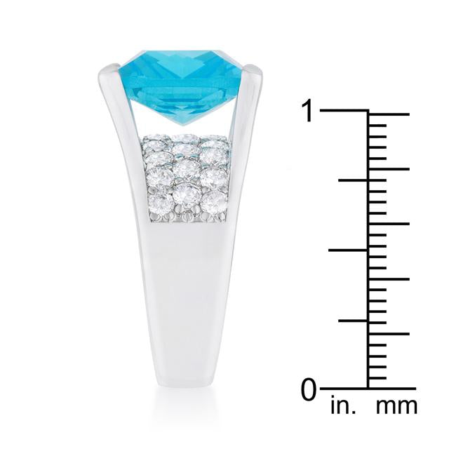 Mina 15.4ct Aqua CZ Rhodium Cocktail Ring - Charming Charlie