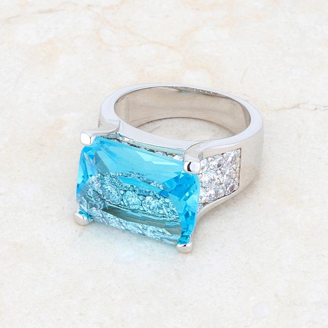 Mina 15.4ct Aqua CZ Rhodium Cocktail Ring - Charming Charlie