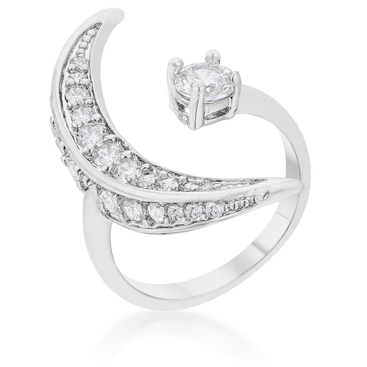 Luna .75ct CZ White Gold Rhodium Delicate Ring - Charming Charlie