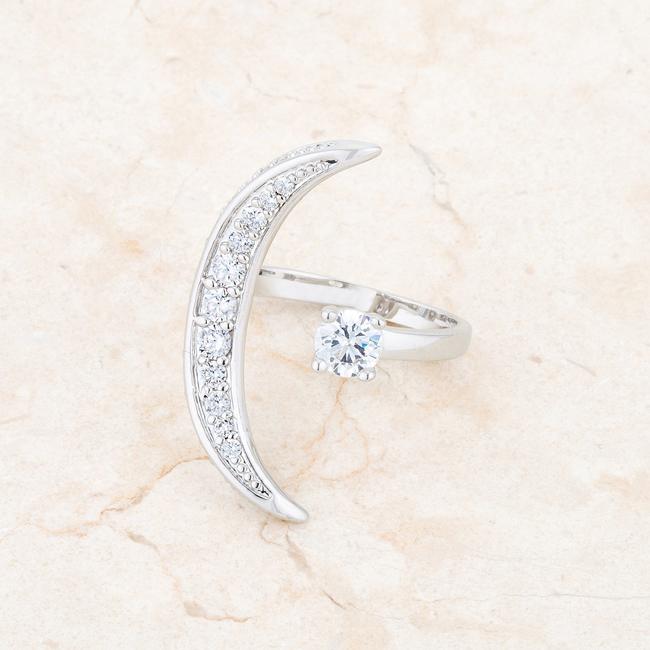 Luna .75ct CZ White Gold Rhodium Delicate Ring - Charming Charlie