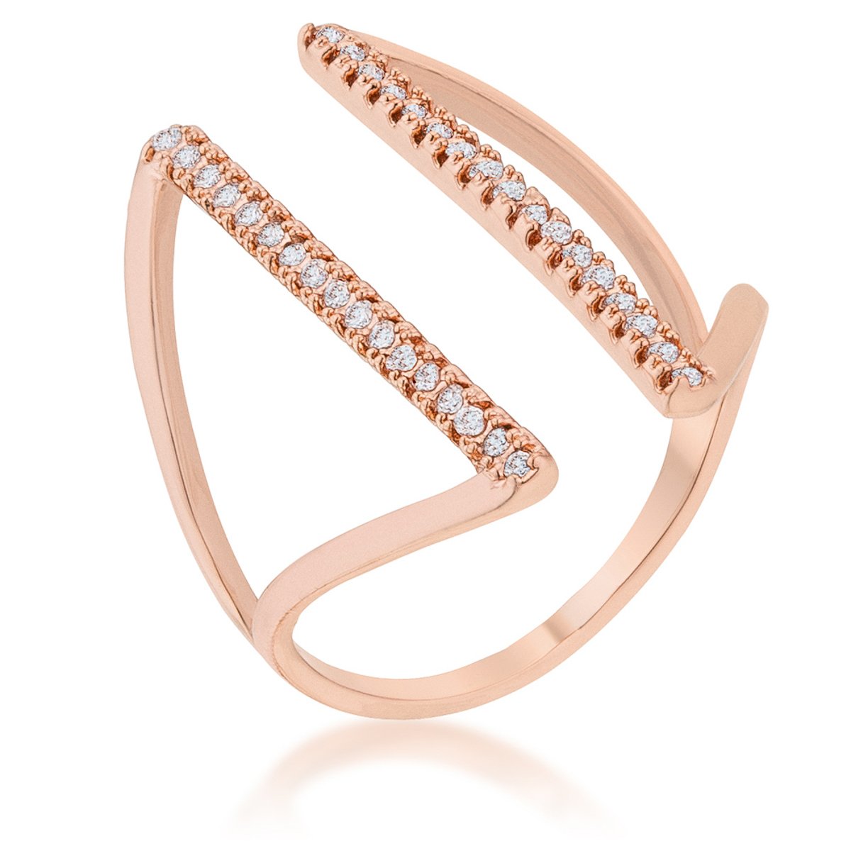 Jena 0.2ct CZ Rose Gold Delicate Parallel Ring - Charming Charlie