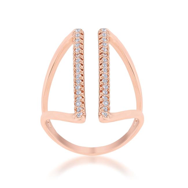 Jena 0.2ct CZ Rose Gold Delicate Parallel Ring - Charming Charlie