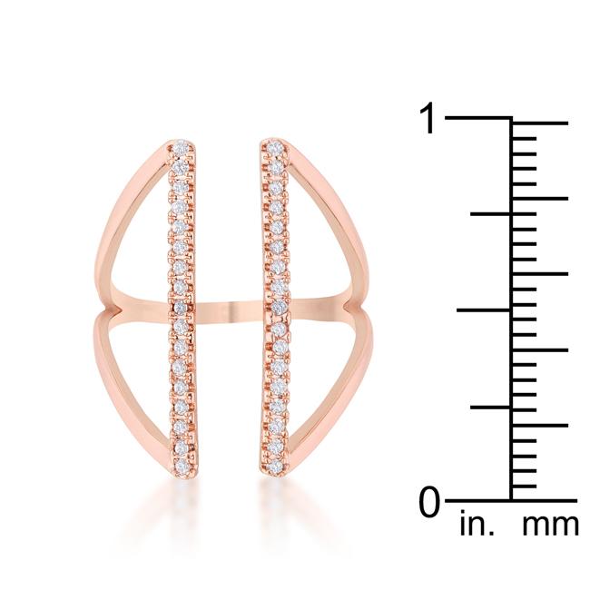 Jena 0.2ct CZ Rose Gold Delicate Parallel Ring - Charming Charlie