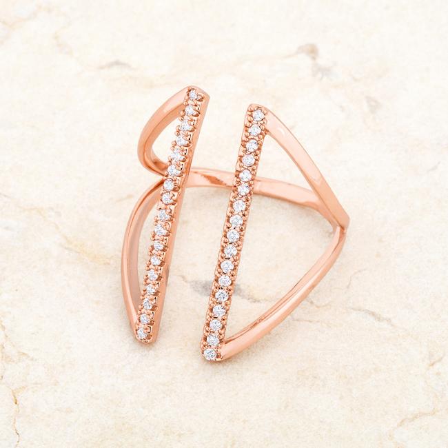 Jena 0.2ct CZ Rose Gold Delicate Parallel Ring - Charming Charlie