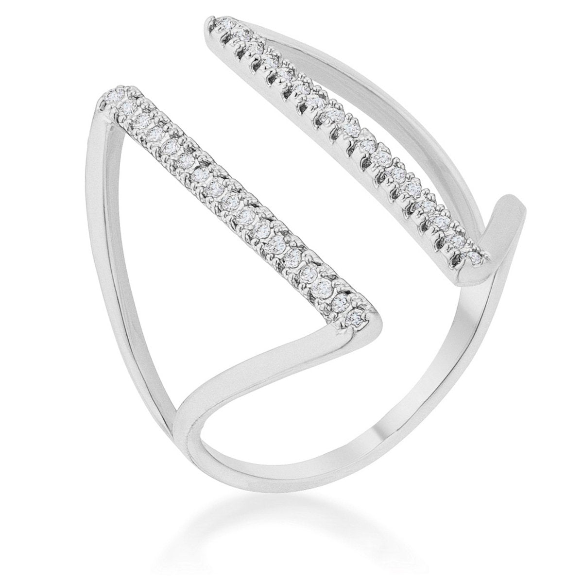 Jena 0.2ct CZ Rhodium Delicate Parallel Ring - Charming Charlie