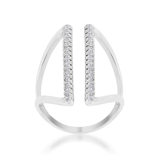 Jena 0.2ct CZ Rhodium Delicate Parallel Ring - Charming Charlie