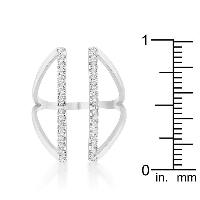 Jena 0.2ct CZ Rhodium Delicate Parallel Ring - Charming Charlie
