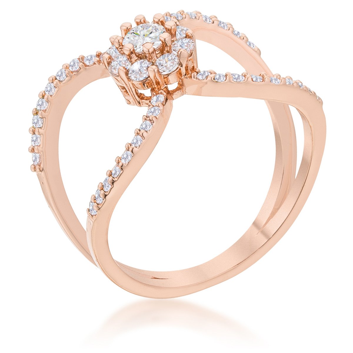 Joyce 0.4ct CZ Rose Gold Delicate Floral Wrap Ring - Charming Charlie