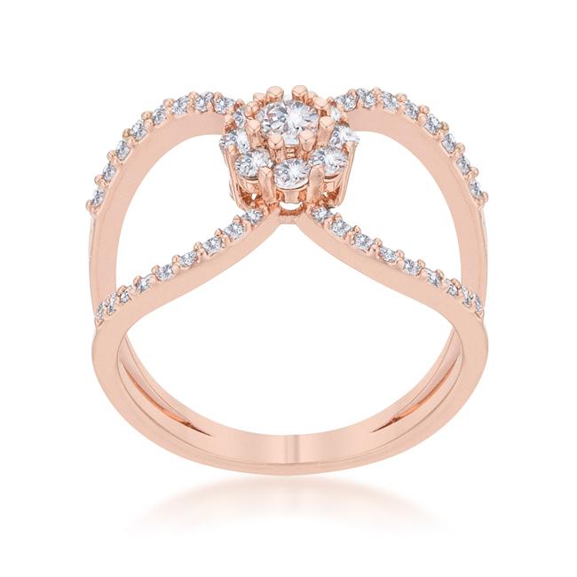 Joyce 0.4ct CZ Rose Gold Delicate Floral Wrap Ring - Charming Charlie