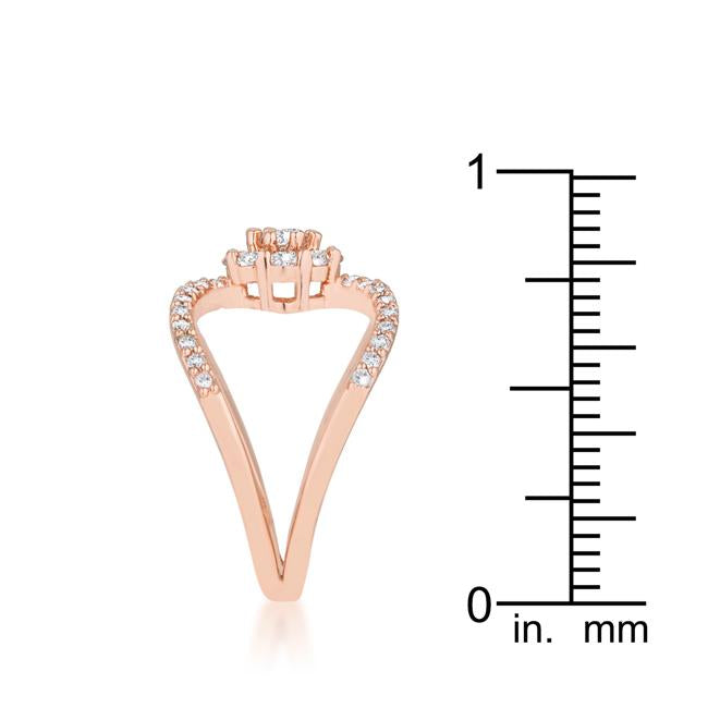 Joyce 0.4ct CZ Rose Gold Delicate Floral Wrap Ring - Charming Charlie