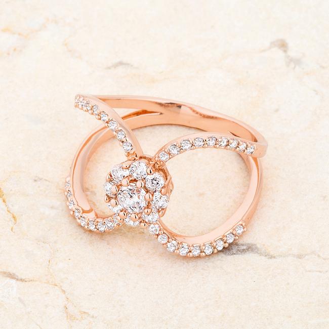 Joyce 0.4ct CZ Rose Gold Delicate Floral Wrap Ring - Charming Charlie