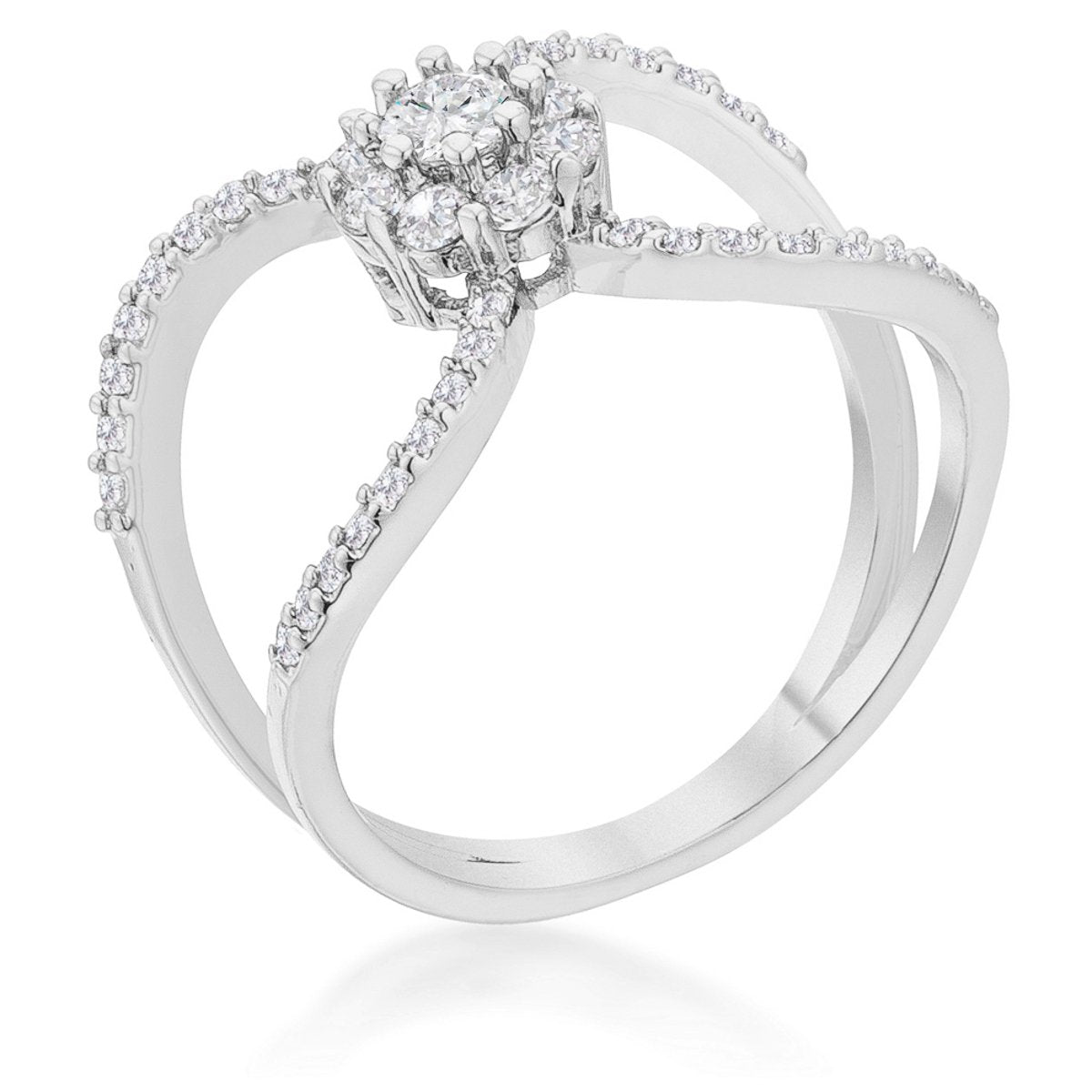 Joyce 0.4ct CZ Rhodium Delicate Floral Wrap Ring - Charming Charlie