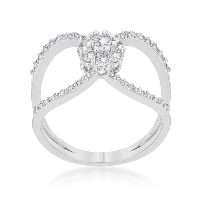 Joyce 0.4ct CZ Rhodium Delicate Floral Wrap Ring - Charming Charlie