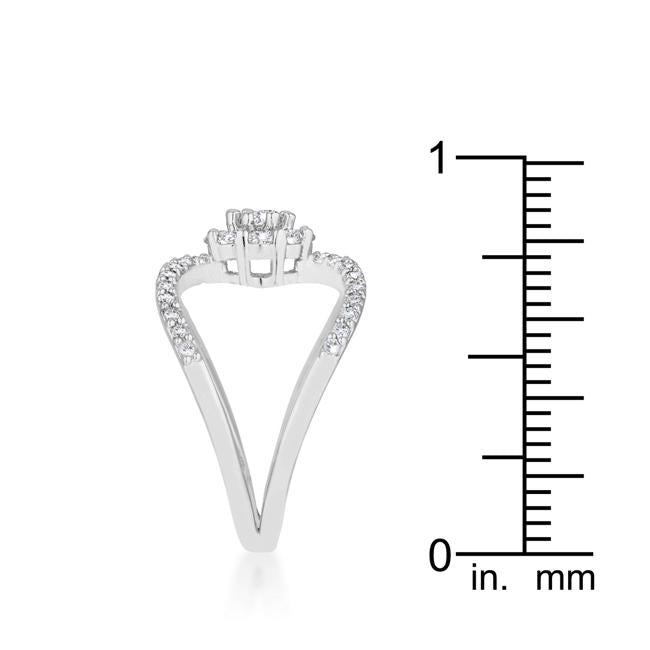 Joyce 0.4ct CZ Rhodium Delicate Floral Wrap Ring - Charming Charlie