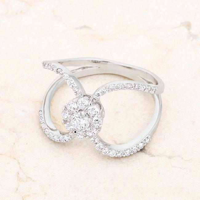 Joyce 0.4ct CZ Rhodium Delicate Floral Wrap Ring - Charming Charlie