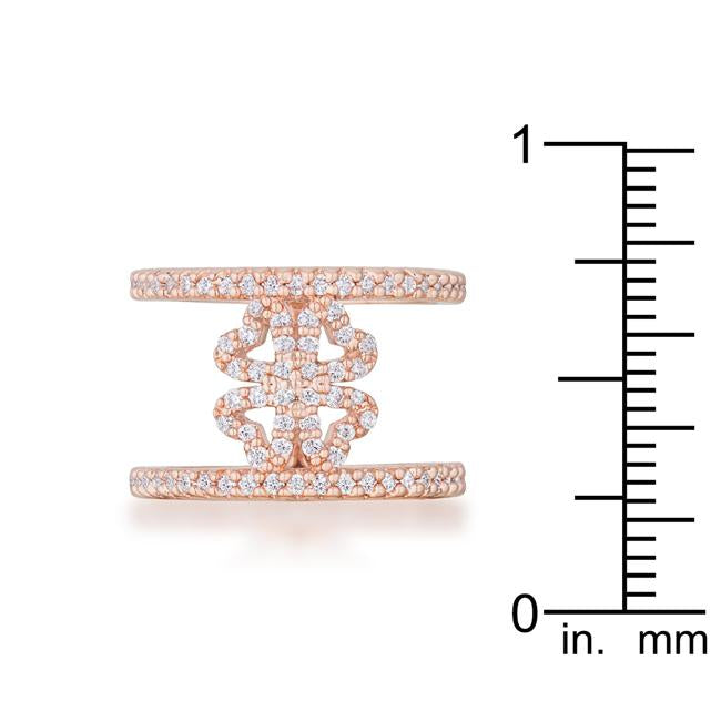 Lauren 0.4ct CZ Rose Gold Delicate Clover Wrap Ring - Charming Charlie