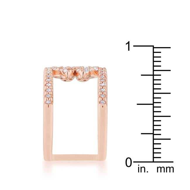 Lauren 0.4ct CZ Rose Gold Delicate Clover Wrap Ring - Charming Charlie