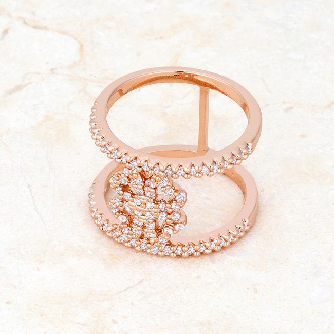 Lauren 0.4ct CZ Rose Gold Delicate Clover Wrap Ring - Charming Charlie