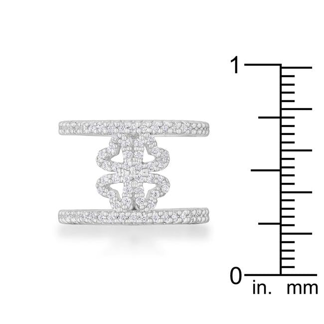 Lauren 0.4ct CZ Rhodium Delicate Clover Wrap Ring - Charming Charlie