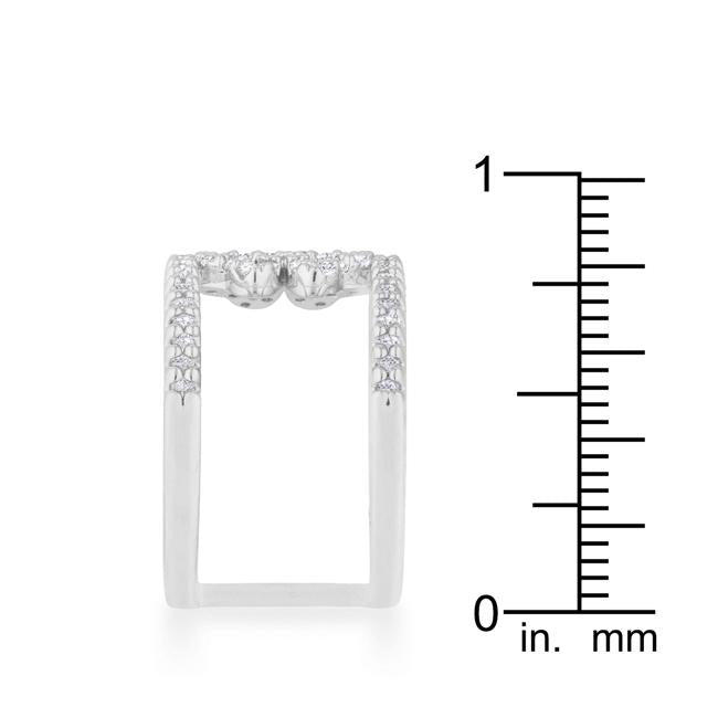 Lauren 0.4ct CZ Rhodium Delicate Clover Wrap Ring - Charming Charlie