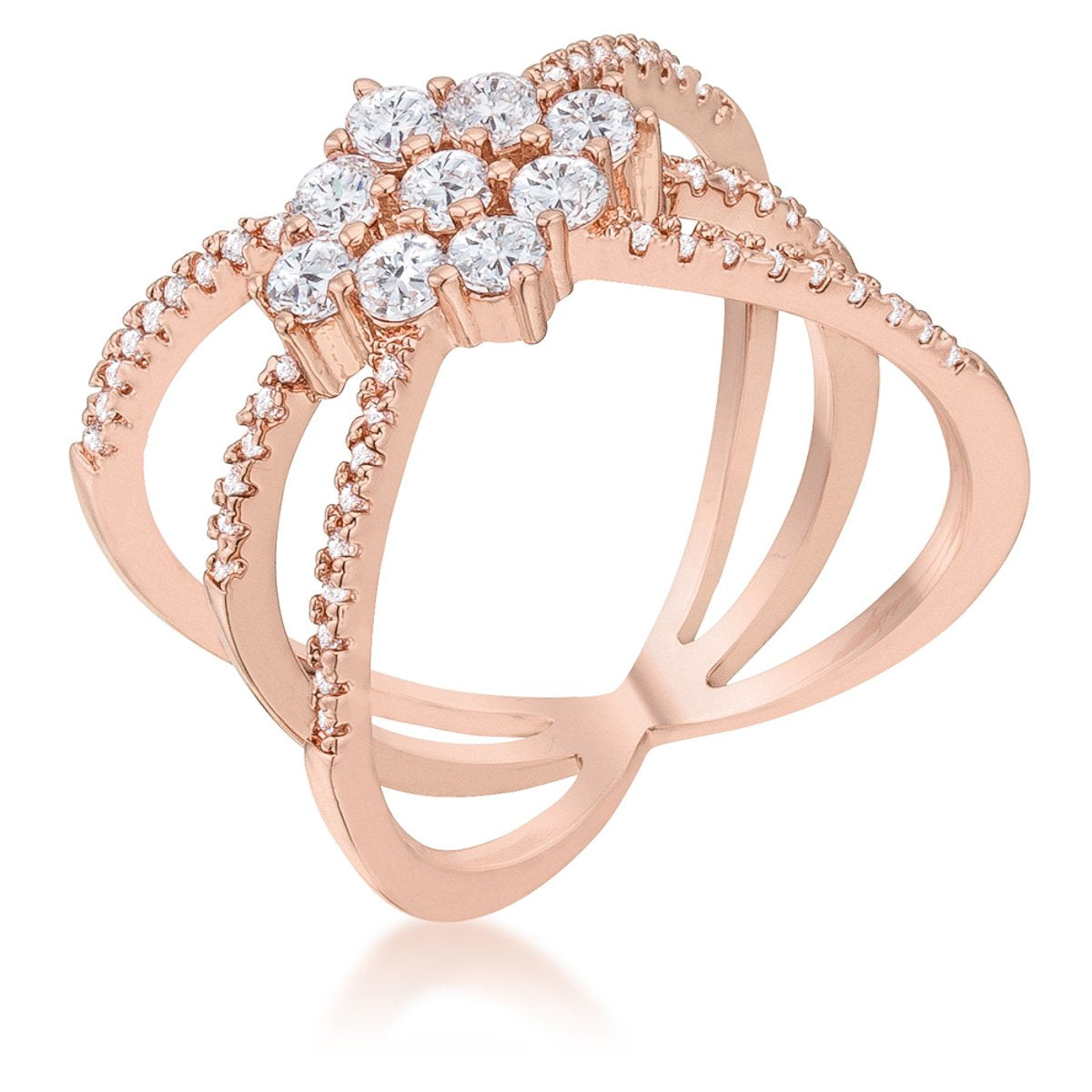 Mindy 0.8ct CZ Rose Gold Delicate Triple Wrap Ring - Charming Charlie