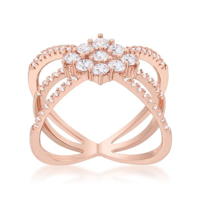 Mindy 0.8ct CZ Rose Gold Delicate Triple Wrap Ring - Charming Charlie