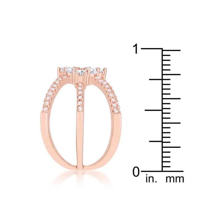 Mindy 0.8ct CZ Rose Gold Delicate Triple Wrap Ring - Charming Charlie