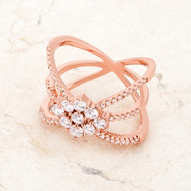 Mindy 0.8ct CZ Rose Gold Delicate Triple Wrap Ring - Charming Charlie