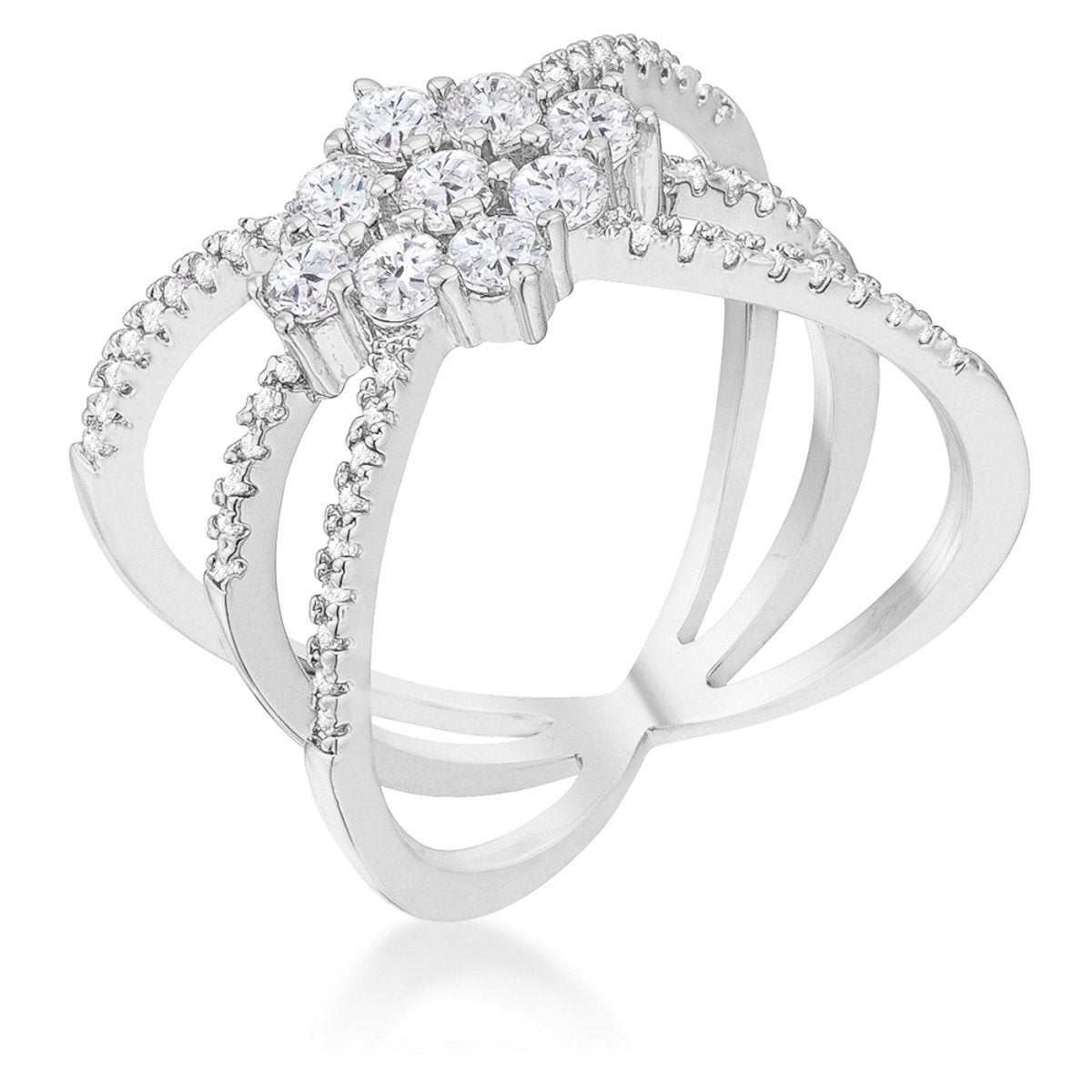 Rhodium Plated Mindy 0.8ct CZ Delicate Triple Wrap Ring - Charming Charlie