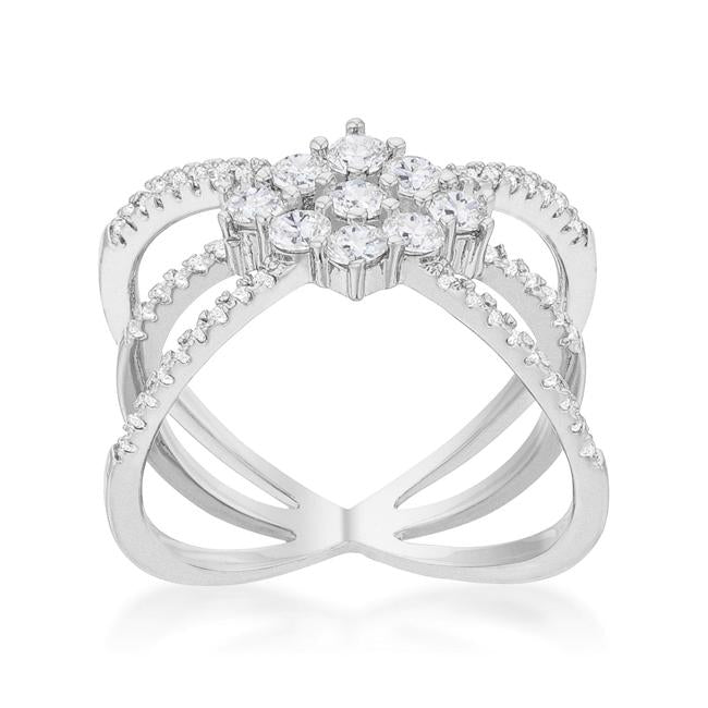 Rhodium Plated Mindy 0.8ct CZ Delicate Triple Wrap Ring - Charming Charlie