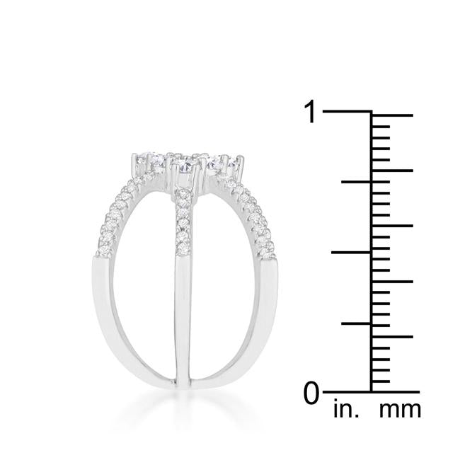 Rhodium Plated Mindy 0.8ct CZ Delicate Triple Wrap Ring - Charming Charlie