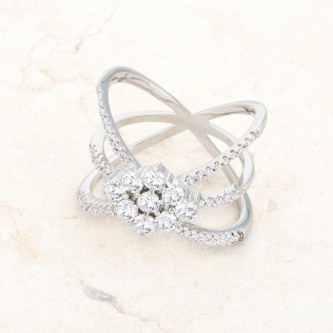 Rhodium Plated Mindy 0.8ct CZ Delicate Triple Wrap Ring - Charming Charlie