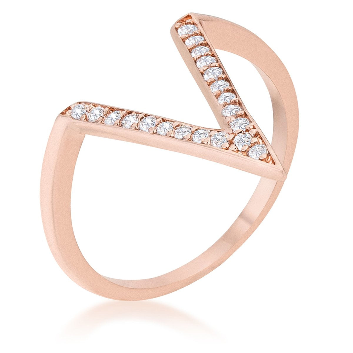 Michelle 0.2ct CZ Rose Gold Delicate V-Shape Ring - Charming Charlie