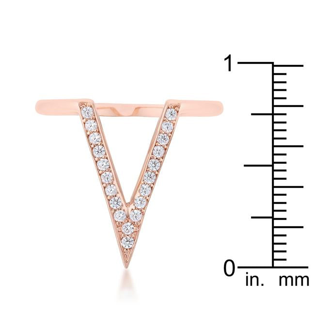Michelle 0.2ct CZ Rose Gold Delicate V-Shape Ring - Charming Charlie