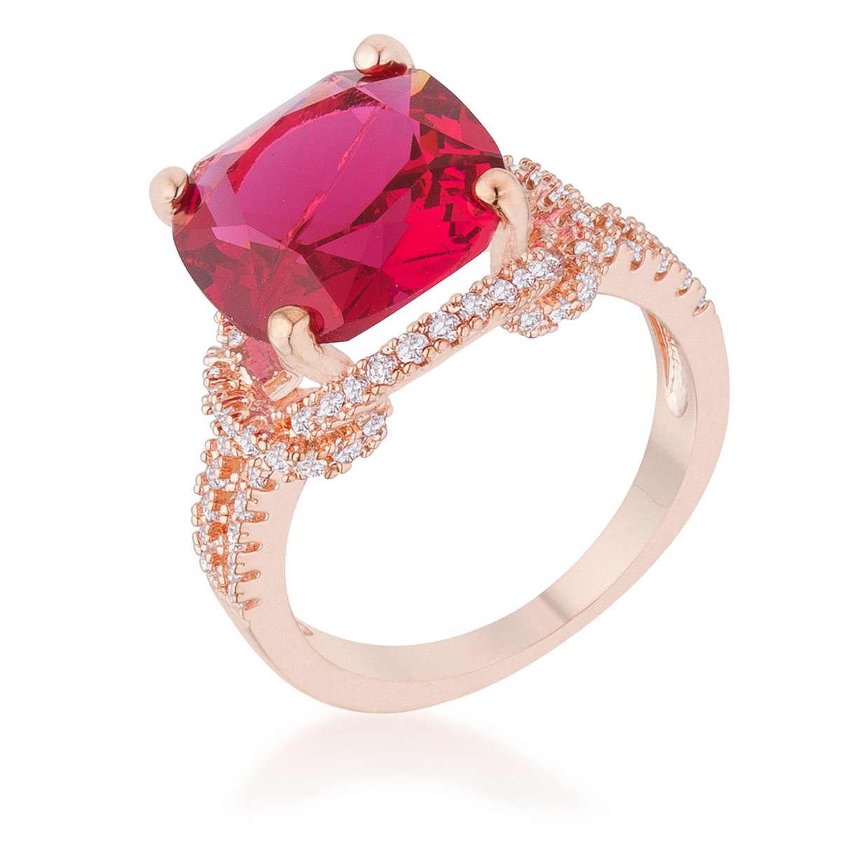 Charlene 6.2ct Ruby CZ Rose Gold Classic Statement Ring - Charming Charlie
