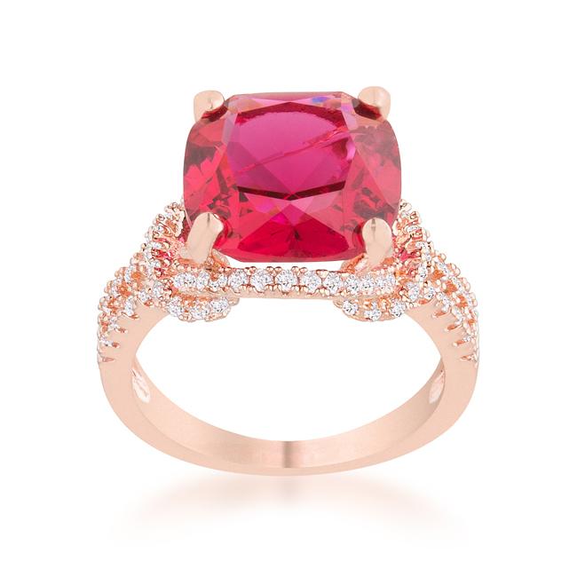 Charlene 6.2ct Ruby CZ Rose Gold Classic Statement Ring - Charming Charlie