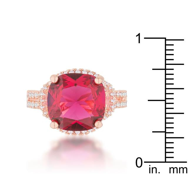 Charlene 6.2ct Ruby CZ Rose Gold Classic Statement Ring - Charming Charlie
