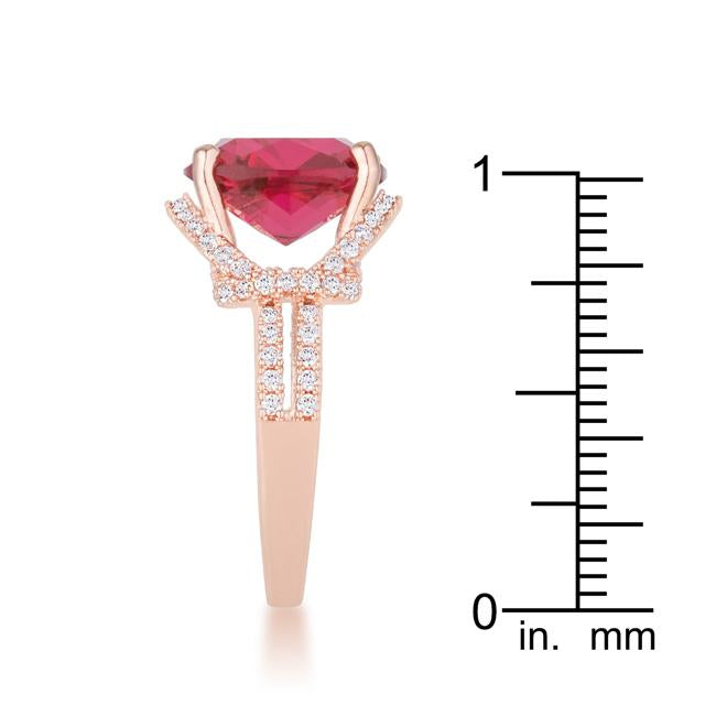 Charlene 6.2ct Ruby CZ Rose Gold Classic Statement Ring - Charming Charlie