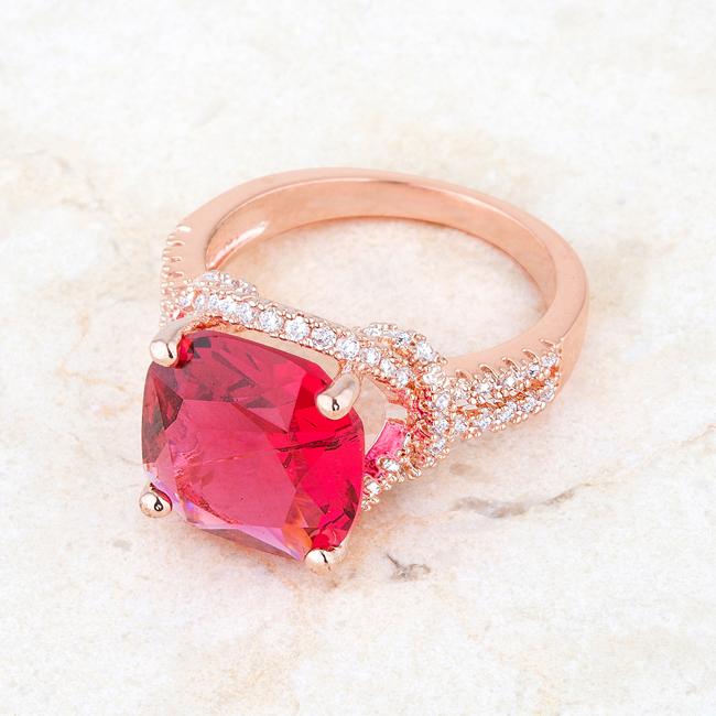Charlene 6.2ct Ruby CZ Rose Gold Classic Statement Ring - Charming Charlie