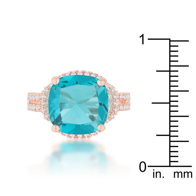 Charlene 6.2ct Aqua CZ Rose Gold Classic Statement Ring - Charming Charlie
