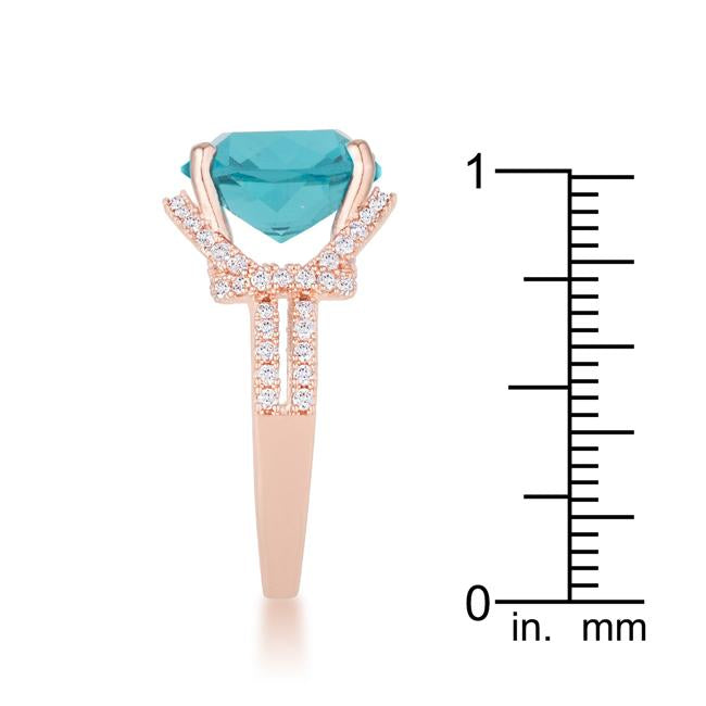 Charlene 6.2ct Aqua CZ Rose Gold Classic Statement Ring - Charming Charlie