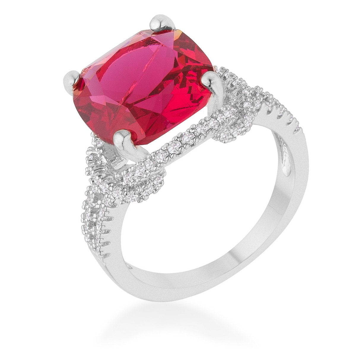 Charlene 6.2ct Ruby CZ Rhodium Classic Statement Ring - Charming Charlie