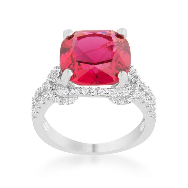 Charlene 6.2ct Ruby CZ Rhodium Classic Statement Ring - Charming Charlie