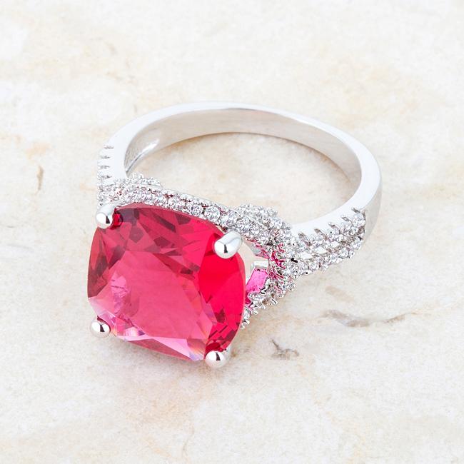 Charlene 6.2ct Ruby CZ Rhodium Classic Statement Ring - Charming Charlie