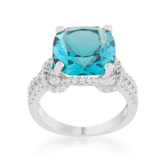 Charlene 6.2ct Aqua CZ Rhodium Classic Statement Ring - Charming Charlie
