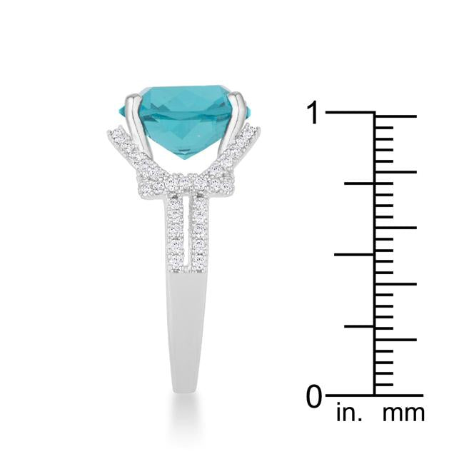 Charlene 6.2ct Aqua CZ Rhodium Classic Statement Ring - Charming Charlie