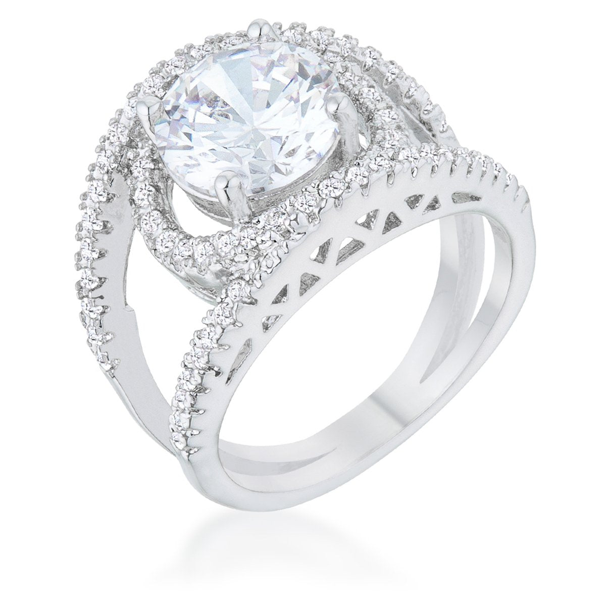 Marcie 3ct CZ Rhodium Contemporary Ring - Charming Charlie