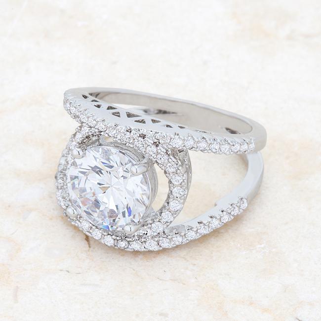 Marcie 3ct CZ Rhodium Contemporary Ring - Charming Charlie